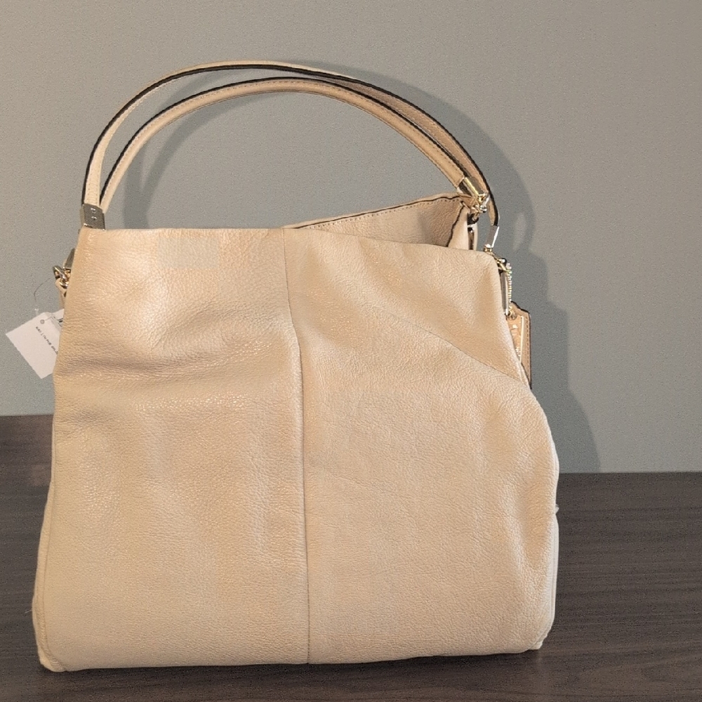 NIBWT Coach Phoebe Leather Tote Bag In Light Tan